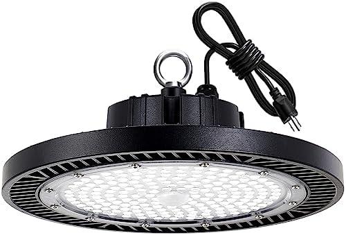Gugsey LED High Bay Light, 200W 28000lm 5000K High Bay Led Shop Light with Plug 5' Cable and Hook Ring, UFO High Bay Led Lights for Garage Gym Warehouse Workshop