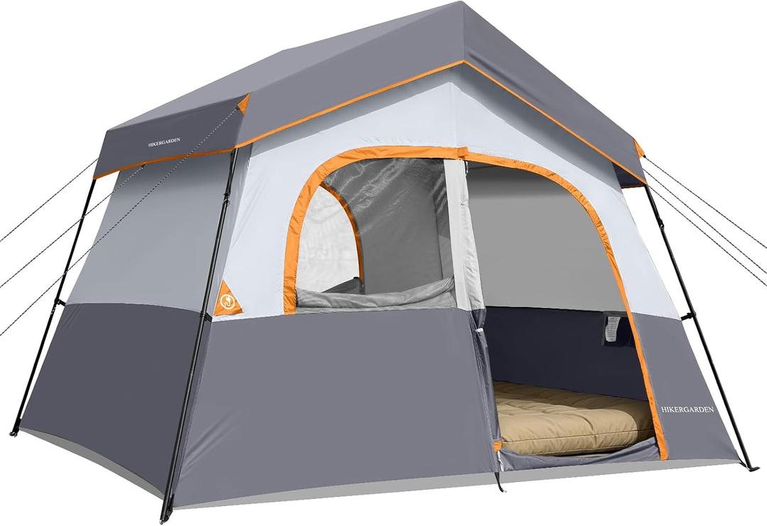 HIKERGARDEN 6-8 Person Camping Tent - Portable Family Cabin Tent for Camp, Windproof Fabric Camp Tent Outdoor for Hiking, Backpacking, Traveling