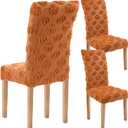 VitalCozy Fall Pumpkin Dining Chair Covers Set of 2 Burnt Orange Pumpkin Chair Back Covers Fluffy Plush Seat Slipcovers for Farmhouse Autumn Harvest Couch Kitchen Wedding Party Decor