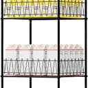 smusei Water Bottle Organizer Rack 4 Tier Free Standing Bottled Water Storage Organizer for Floor, Metal Beverage Soda Can Dispenser Shelf Holder Stand for Kitchen Pantry Office, Black