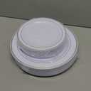 FLOWERCAT 60PCS Silver Plastic Plates - Heavy Duty White and Silver Plastic Plates Disposable - Include 30PCS 10.25inch Dinner Plates and 30PCS 7.5inch Dessert Plates for Wedding&New Year&Christmas (Sliver)