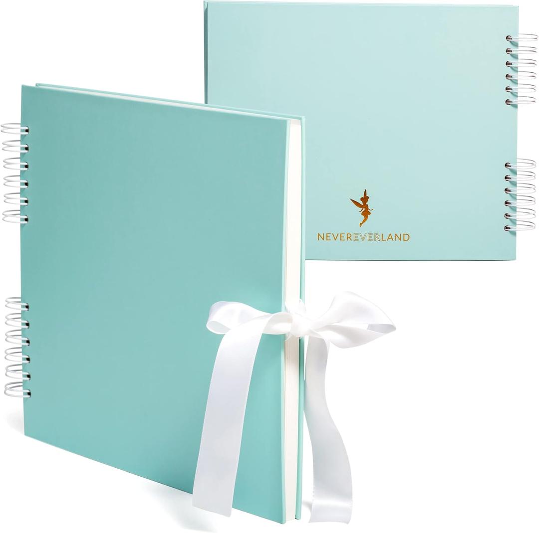 Never Ever Land Scrapbook Album  12x10 Blue Scrap Book. Scrapbooking Supplies, Memory Book, Wedding Guest Book, Photo Album, Baby Shower Gifts, Valentines, Engagement Gifts