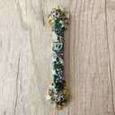 Hand Painted Mezuzah, Exquisite Enamel Mezuzah with Blue Crystal Accent