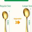 Stainless Steel Serving Spoons Set, 8pc, 10-Inch, Includes 8 Large Spoons, for Parties/Kitchen/Buffet/Catering, Dishwasher Safe, Gold
