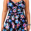 Aqua Eve Plus Size Two Piece Swimsuits for Women Tankini Bathing Suits Flowy Swim Dress with Shorts Size 18W
