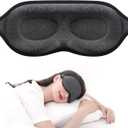 MZOO Luxury Sleep Mask for Back and Side Sleeper, Completely Block Out Light Sleeping Eye Mask for Women Men, Zero Pressure 3D Contoured Night Blindfold, Breathable & Soft Eye Shade Cover (M-gray (Black Edge))