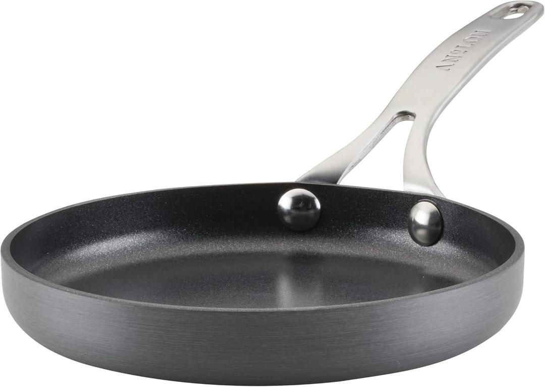 Anolon Hard Anodized Nonstick Mini Skillet/Frying/Egg Pan, Stainless Steel Handle, (6.5"), Gray