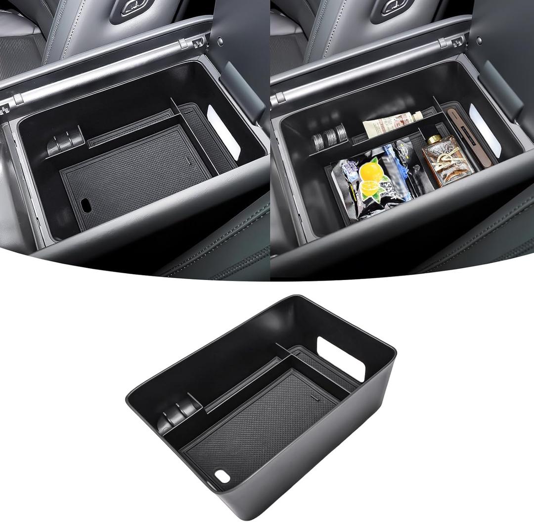 Center Console Organizer Insert Tray Compatible with 2024 2025 2026 Hyundai Santa Fe SE/SEL/XRT/Limited/Calligraphy Accessories, Armrest Storage Box Secondary Compartment with lighting cutout
