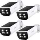 Cinnado Security Cameras Wireless Outdoor - Home Security Cameras Solar & Battery Powered with 2K Color Night Vision, 2-Way Talk & Spotlight, Continuous Power, 2.4 GHz Wi-Fi, Easy Set Up, S1 4 Pack