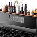 Fun Memories Stove Top Shelf, 30" Magnetic Shelf for Kitchen Stove, Pine Wood Stove Shelves, Wall Mounted Shelves for Home Storage Organization, Heat and Pressure Resistant, 1pcs, Dark Brown