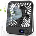 Small Desk Fan, 100 Speeds Personal Fan Portable Rechargeable with Battery Powered, 180Tilt Adjustable Quiet Bedroom Fan, Home Beach Camping Travel Office Desk Accessories, Black
