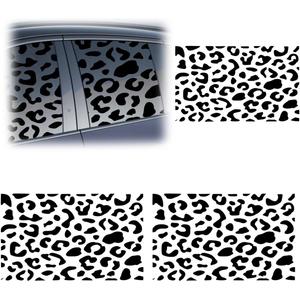 2PCS Leopard Cheetah Car Rear Quarter Window Sticker Decal, Waterproof Vinyl Auto Side Window Sticker with Installation Tool, Universal Matte Vehicle Exterior Decoration Decal (Leopard)