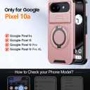 JAME for Google Pixel 10A Case, Ring Holder Stand Kickstand, Slide Camera Cover with Screen Protector, Dual-Layer Shockproof Protective, Magnetic Accessory Friendly Google Pixel 10a Phone Case, Pink