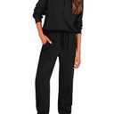 PRETTYGARDEN Women's Fall 2 Piece Lounge Sets Zip Up Sweatshirt Jogger Pants Sweat Track Suits Travel Outfit Winter Clothing (Black,Large)