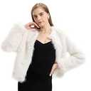 GRAN ORIENTE Faux Fur Coat For Women, Fuzzy Fluffy Winter Warm Cropped Outerwear With Pockets GK174-White-XL