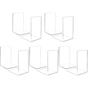 10 Pieces Book Ends, Clear Acrylic Bookends for Shelves, Heavy Duty Book Holders, Non Skid Decorative Bookends for School, Library, Bedroom, Office (7.28 x 4.7 x 4.7 inches)
