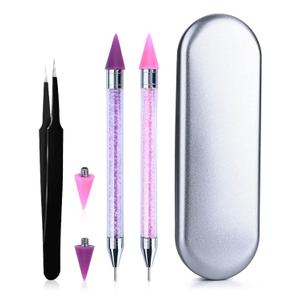Rhinestone Picker Tool Wax Pencil for Rhinestones Diamond Painting DIY Nail Dotting Pen 2pcs Dual-Ended Rhinestones Pen with 2 Extra Wax Tips and 1 Tweezers for Gems Stones Crystals Art Crafts