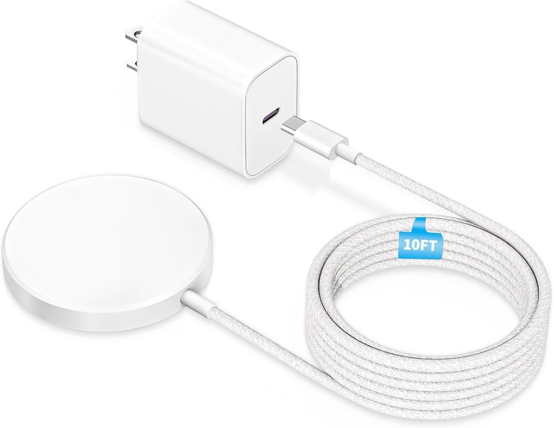 qi2 [Apple Certified] Magnetic Wireless Charger, 10FT Long 25W iPhone MagSafe Charger Fast Phone Charging Pad Wireless Magnetic Braid Cable Charge for iPhone 17/17 Pro/17 Pro Max/Air/16 ProMax/15/14/13/12