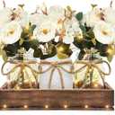 HOMECOR Mason Jar Centerpiece Table Decor for Dining Room - Table Decorations with Farmhouse Wood Tray and Remote Control LED Fairy Lights for Coffee Table Home Decor Living Room Wedding