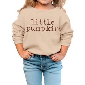Toddler Baby Girls Halloween Sweatshirt Little Pumpkin Crewneck Pullover Tops Long Sleeve Outfit Shirt Fall Clothes(Apricot,18-24Months)