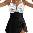 Blooming Jelly Womens Tummy Control One Piece Swimsuits Criss Cross Push Up Bathing Suits U-Wire Ruched Swim Dress 2026, Medium