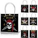 Teenyyou 24 Pcs Pirate Party Favor Bags Pirate Clear PVC Goodie Treat Tote Gift Bags with Handles Theme Birthday Party Supplies