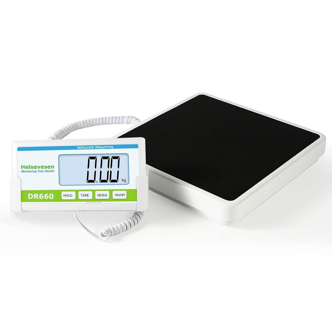 Helsevesen Medical Scale, Professional 660 lb Bariatric Body Weight Scale, Physician Scale with 12.5" x 12.9" Platform, Remote Display Scale, Wrestling Scale, Floor Scale, Gym Scale