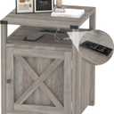 Farmhouse Nightstand with Charging Station, Rustic End Table Bedroom with Storage Living Room Side Table Grey Night Stand Industrial Bedside Bed Table with USB Ports and Outlets, 18d X 18w X 24h in