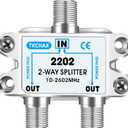2 Way Coaxial Cable Splitter,Support 10-2602MHz, RG6 Compatible, Nickel-Plated for Cable Splitter,Work with CATV, Satellite TV,Antenna System and MoCA Configurations