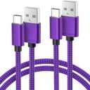 Basesailor USB Type C Charger Cable 10FT 2Pack,Nylon Charging Cord for iPhone 16 15 Pro Plus Max,Samsung Galaxy Z Flip,Note 20 10,S10 S10E 10E S20 FE S23 S24 S22 Ultra,A52 A53 A54,Google Pixel 7 6 XL (Purple)