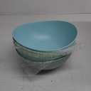 9.6'' Serving Bowls, Bamboo Fiber Salad Bowls Set of 4, 2.6Qt/84 Ounce, Large Bowls for Kitchen,Curvy Shape Big Deep Bowl for Salad,Vegetable,Fruit,Cereal, Lightweight & Easy to Clean(Multi Turquoise)