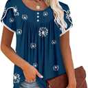 BETTE BOUTIK Women's Short Sleeve Summer Tunic Tops Flowy Flare Button Down Tunic Shirts Blouses S-3XL (S)
