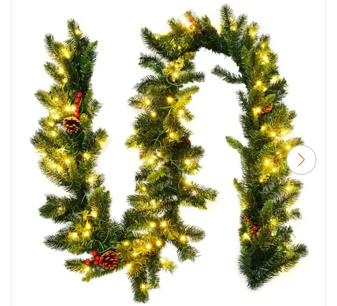 9 ft. Battery Operated Pre-Lit LED Artificial Fall Garland with 100 LED Lights and Timer