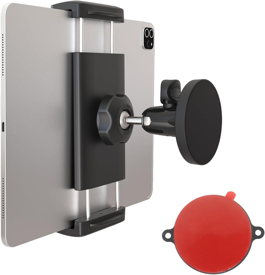 Magnetic Tablet Holder, Fridge Mount for iPad, [Powerful Magnetic Base] Fits Warehouse/Metal Shelf/Kitchen/Whiteboard/Gym, Compatible with 4-13" iPad Pro Air Mini, Phone, Galaxy Z Fold