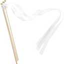 MECCANIXITY 20Pcs Wedding Party Ribbon Streamers Sticks for Wedding Party Celebration White