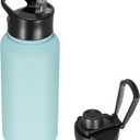 32 oz Insulated Water Bottle with Straw Lid & Wide Mouth Lids, Stainless Steel Sports Water Bottles, Double Walled Vacuum, Leak Proof, Turquoise Blue