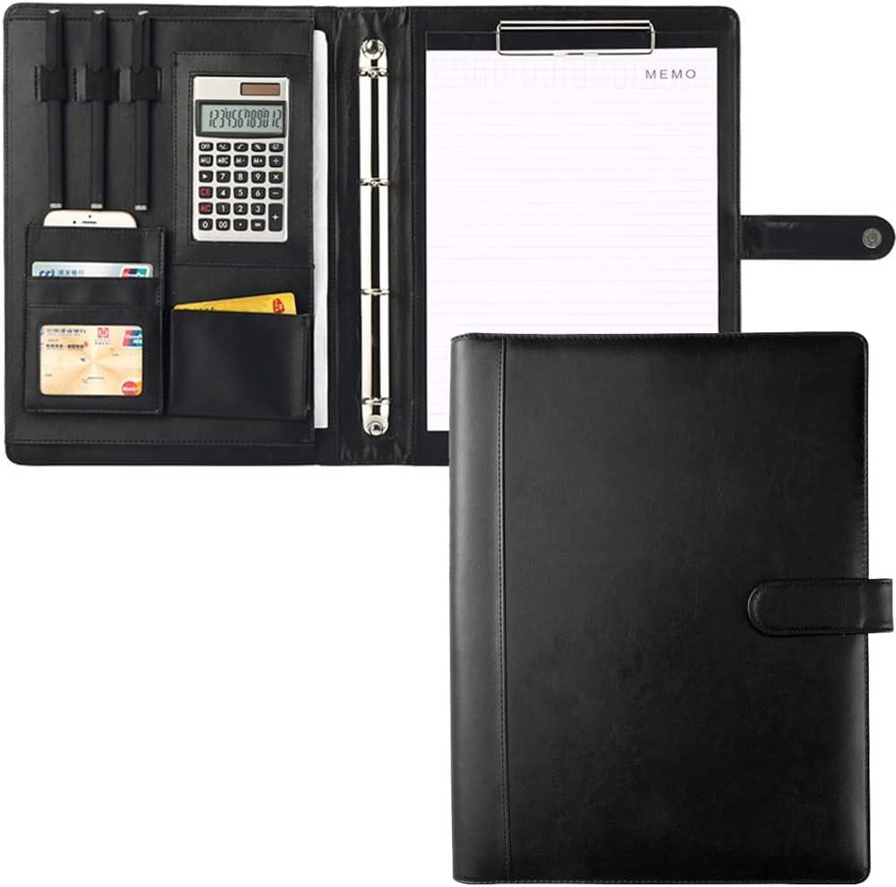 Professional Portfolio Leather Business Padfolio Notebook with Letter Size Clipboard, A4 Portfolio Binder & Organizer Folder (Excluding calculators)