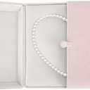 Pink Velvet Double-Heart Necklace Box - Pearl Jewelry Case, Heart-Shaped Jewelry Organizer for Pendant Necklaces, Proposal, New Year, Valentine's Day, Wedding Anniversary