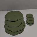 Set of 8 St. Patrick's Day Round Braided Placemats with Coaster, 12" Dark Green Cotton Rope Woven Placemat with Scalloped Edge Heat Resistant Washable Table Mat for Weeding Party Kitchen Dining Table