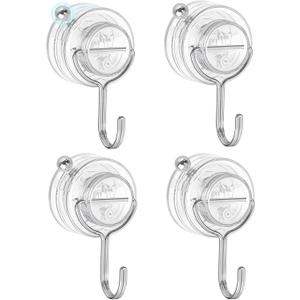 2 x Suction Cup Hooks for Shower, Upgrade Clear Suction Towel Hooks Heavy Duty Removable Bathroom Suction Hooks for Shower Tile Wall Glass Door Window 4 Pack