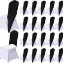 Mindsoft 20 Pcs Chair Cap Covers Spandex Chair Hood Sash Hat Bands Folding Stretch Elastic Cover for Wedding Holidays Banquet Party Celebration (Black)