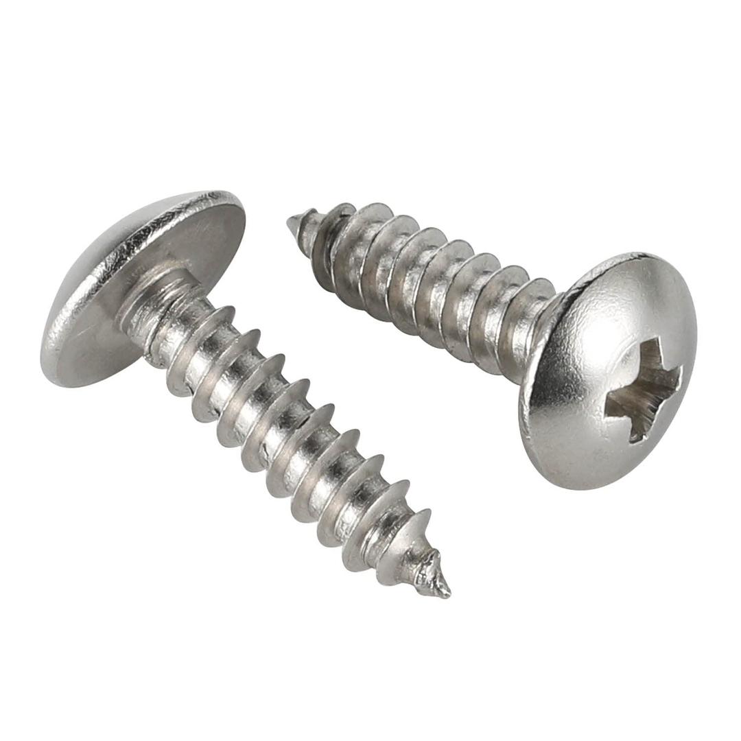 #10 x 3/4" Truss Head Sheet Metal Screws Wood Screws, 304 Stainless Steel 18-8, Self Tapping, 100 PCS