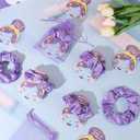 24 Set Purple Spa Party Hair Scrunchies Gift Bulk For Guest With Greeting Cards And Organza Bags Girls Sleepover Party Favors Elastic Hairband Bachelor Sleeping Slumber Party Supplies