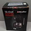 Mueller 12-Cup Drip Coffee Maker - Borosilicate Carafe, Auto-Off, Reusable Filter, Anti-Drip, Keep-Warm Function, Clear Water Level Window Coffee Machine, Kitchen Essentials & Accessories (Black)