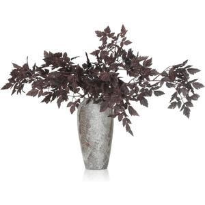 Lyrow 3 Pack 32 Inches Artificial Cimicifuga Plant Leaf Spray Faux Plum Cimicifuga Ramosa Leaf Branch Faux Fall Spray Silk Plants for Home Vase Wedding Garden Farmhouse Table Mantel Decor