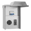 Briidea Temporary Power Outlet Panel, RV Panel Outlet with a 20, 50 Amp Receptacle Installed, Prewired, Weatherproof