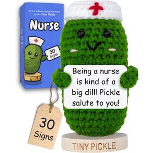 Nurse Gifts for Women - Positive Pickle Crochet W/ 30 Appreciation Cards | Funny Gift for Nurse Week, Birthday, Mothers Day, Nursing School Graduation, Bulk Staff Presents for RN, LPN, School Nurses