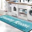Laundry Room Rug Non Slip Floor mats Farmhouse Large Laundry Rugs for Laundry Runner Room Mat Washer and Dryer Carpet Laundry Room Decor 24x72inch(Turquoise)
