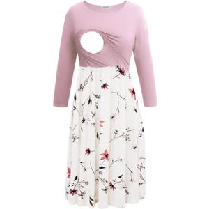 Smallshow Women's Maternity Nursing Dress 3/4 Sleeve Dress for Breastfeeding (XX-Large)