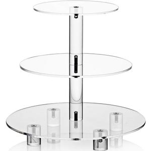 Acrylic Cupcake Stand, Clear Dessert Tower Holder Display with Base for Wedding, Party, Baby Shower, 3 Tier Round, Transparent (Round with BASE)